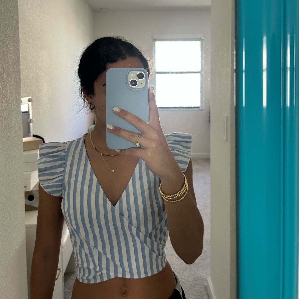 Blue/White Striped Top
